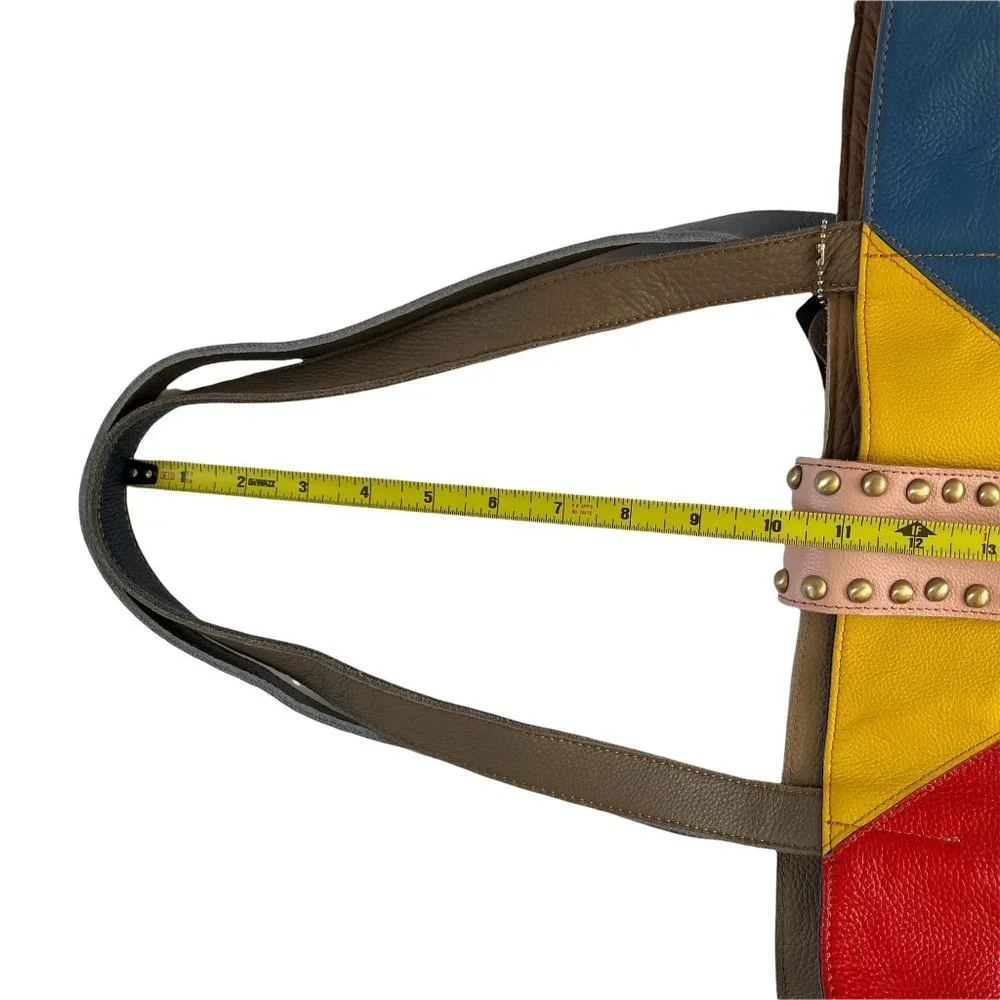 NWT AmeriLeather Thea Leather Tote Bag Boho Colorful Purse Studs Brass P… - Picture 14 of 14
